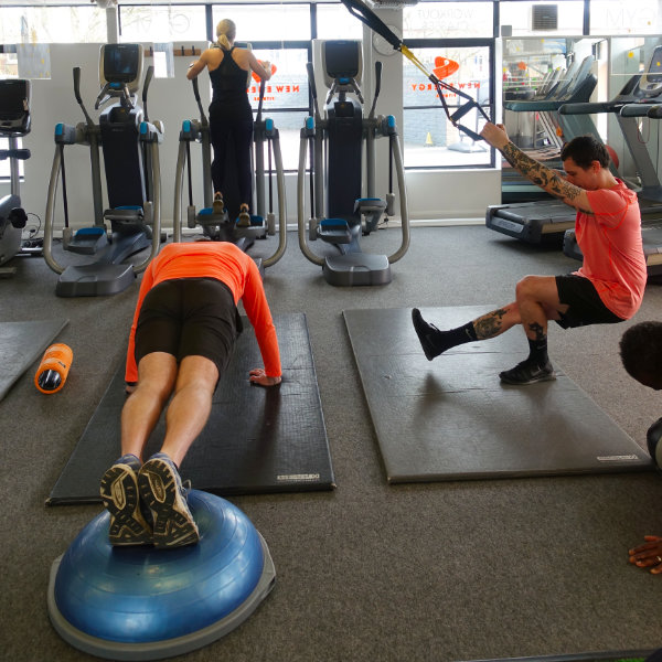 Functional training on the gym floor