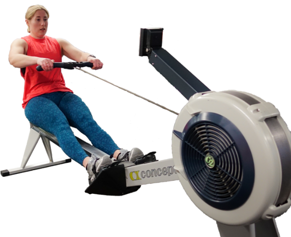 Woman using the rowing machine
